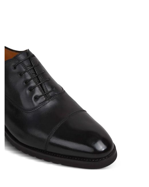 Bontoni Black Savoia Leather Shoes for men