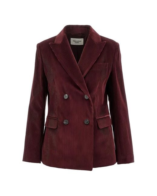 Weekend by Maxmara Purple Cotton Corduroy Velvet Blazer