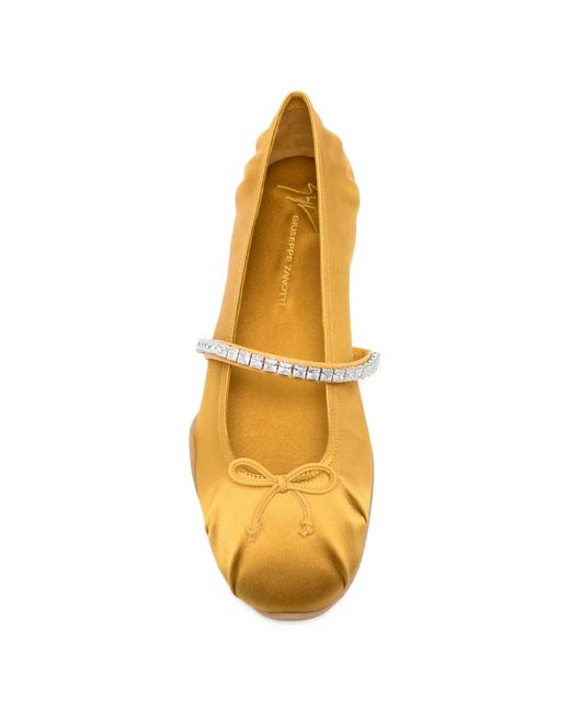 Giuseppe Zanotti Yellow Crystal-Embellished Ballet Flats