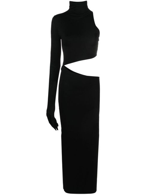MANURI Black Tetris Cut-out Midi Dress