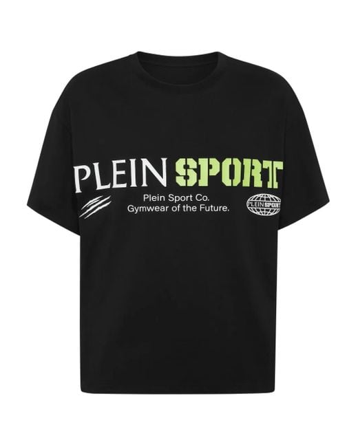 Philipp Plein Black Logo-Print Round-Neck T-Shirt for men