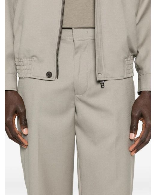 Emporio Armani White Virgin Wool Trousers for men