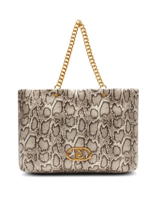 Borsa Tote Con Effetto Pelle Di Serpente di Liu Jo in Natural