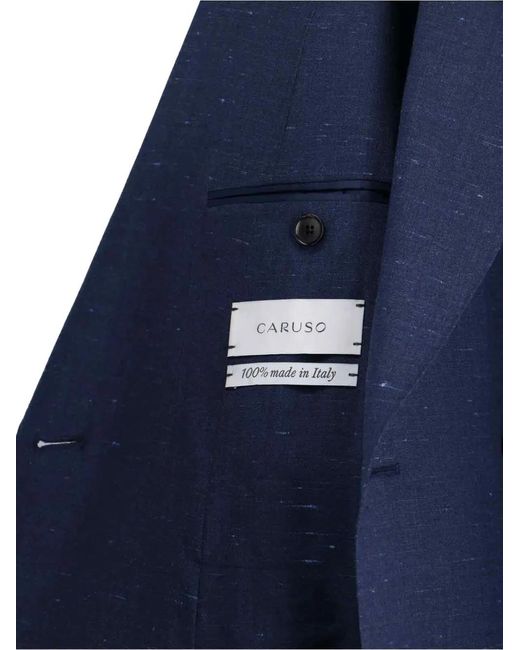 Caruso Blue Double-Breasted Blazer for men