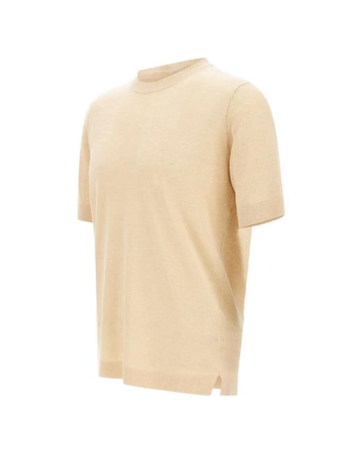 FILIPPO DE LAURENTIIS Natural T-Shirt Côtelé À Manches Courtes for men