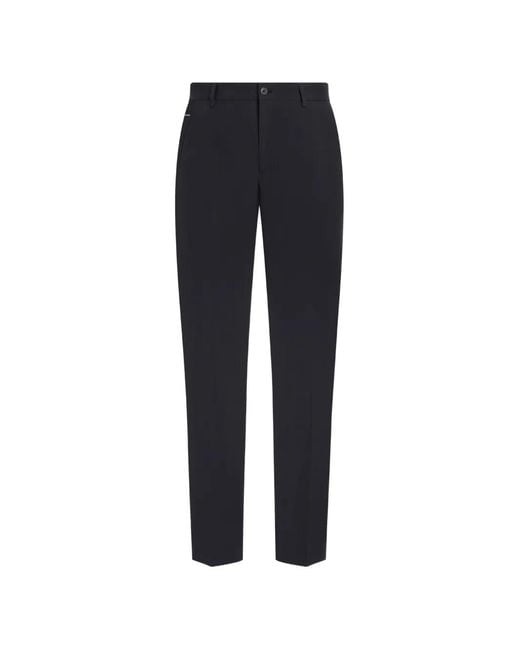 Dolce & Gabbana Blue Logo-Tag Tailored Trousers for men