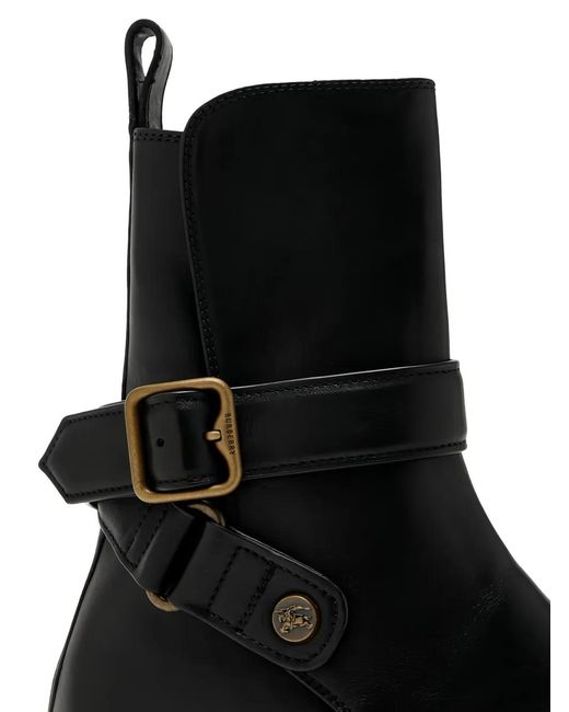 Burberry Black Leather Ledger Jodphur Boots