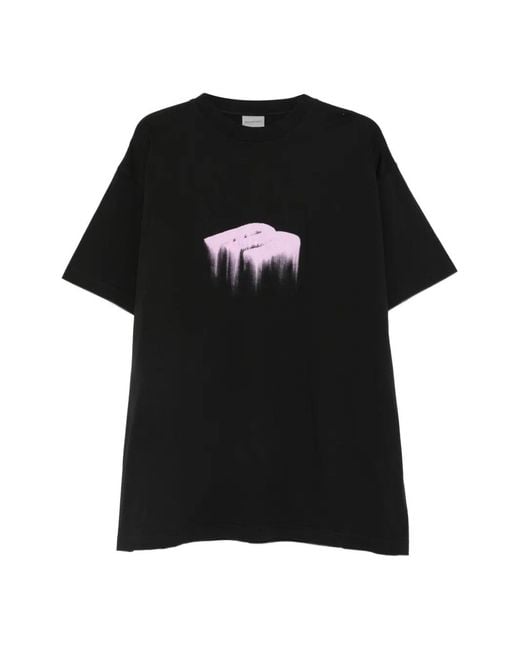 Balenciaga Black Graphic-Print T-Shirt for men