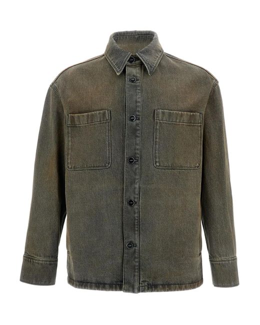 Fendi Buttonned Denim Shirt in Green for Men Lyst UK