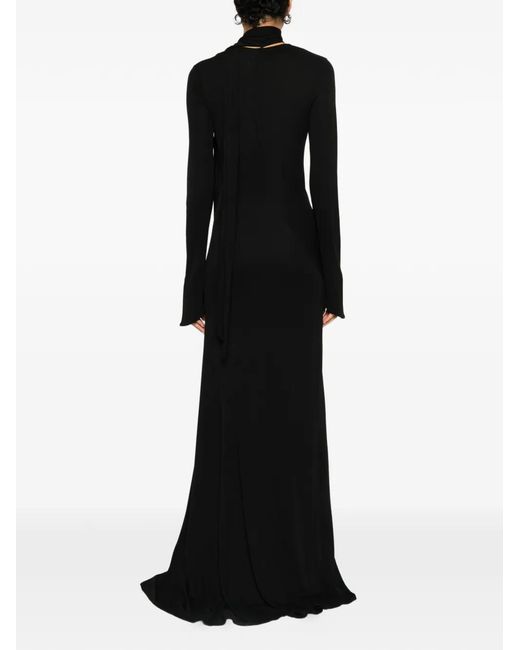 The Attico Black Tie-Detail Maxi Dress