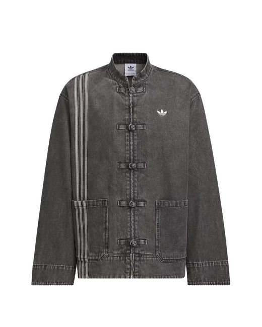 Adidas Gray Veste En Jean À Boutons Pankou