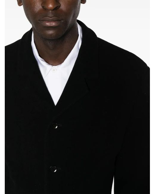 Yohji Yamamoto Black Notched-Lapels Single-Breasted Coat for men
