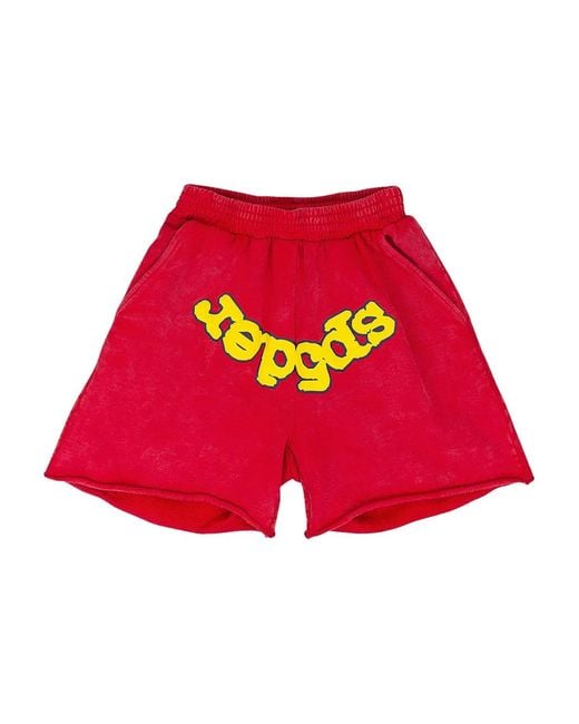 Sp5der Trainingsshorts Met Logoprint in het Red voor heren