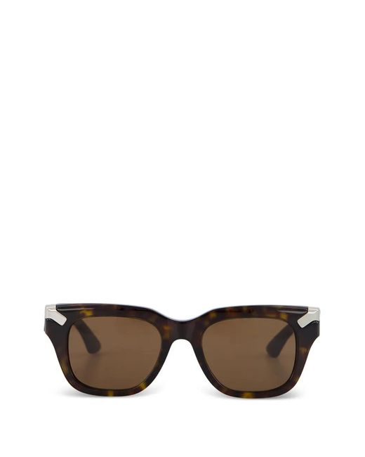 McQueen Brown Punk Rivet Square-Frame Sunglasses for men