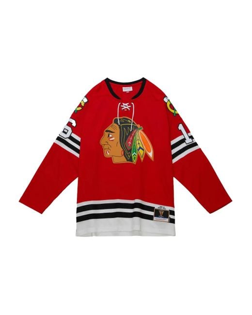 Mitchell & Ness Red X Chicago Hawks 1960 Line Bobby Hull T-Shirt for men