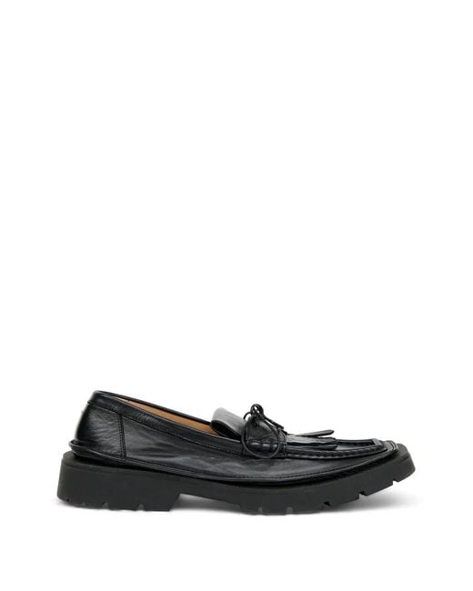 Maison Margiela Black Fringed Leather Loafers