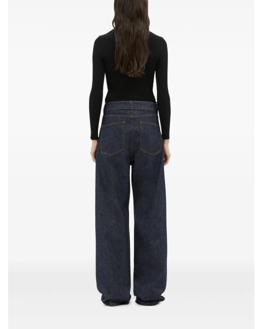 Jeans A Gamba Ampia Con Strass di MSGM in Blue