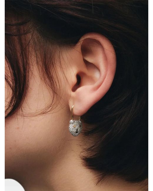 Maria Black White 14Kt For The Love Of Ted Diamond Huggie Earring