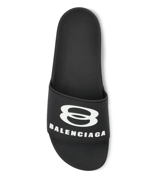Balenciaga Black Logo-Embellished Slides for men