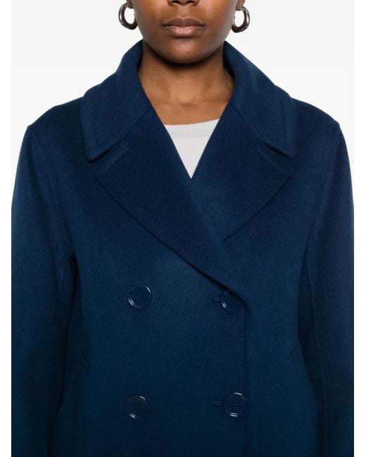 Max Mara Blue Double-Breasted Peacoat