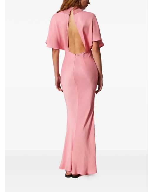 Twinset Pink Short-Sleeve Maxi Dress