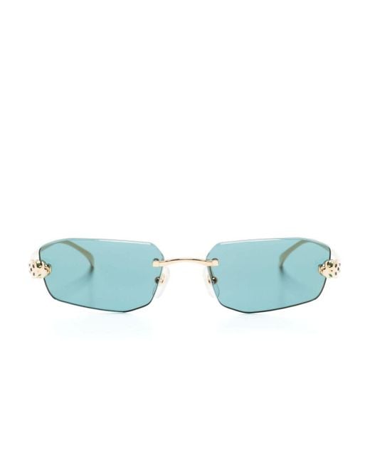 Cartier Blue Geometric-frame Sunglasses