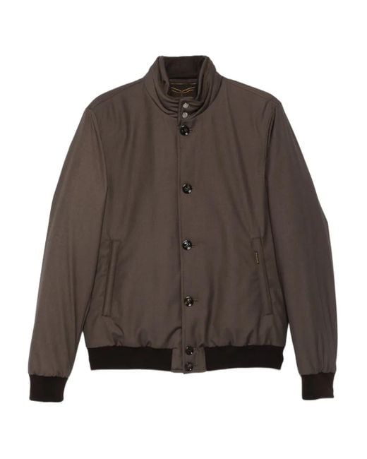 Moorer Brown Janos-Pum Button-Fastening Ribbed-Cuff Bomber Jacket for men