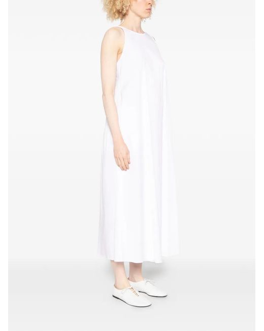 Max Mara White Sleeveless A-Line Midi Dress