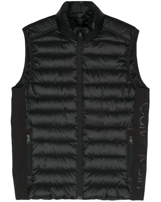 Calvin Klein Black Logo-Print Puffer Gilet for men