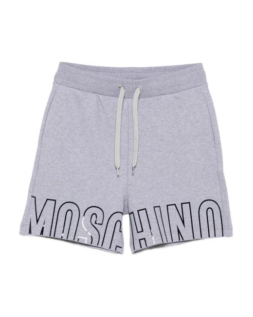 Moschino Gray Logo-Print Shorts for men