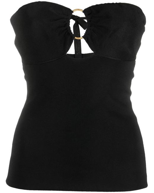 Tom Ford Black Ring-Detail Strapless Knit Top