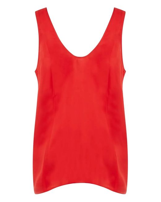 Another Tomorrow Red V-Neck Top