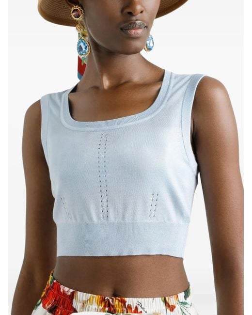 Dolce & Gabbana Blue Silk-Blend Top