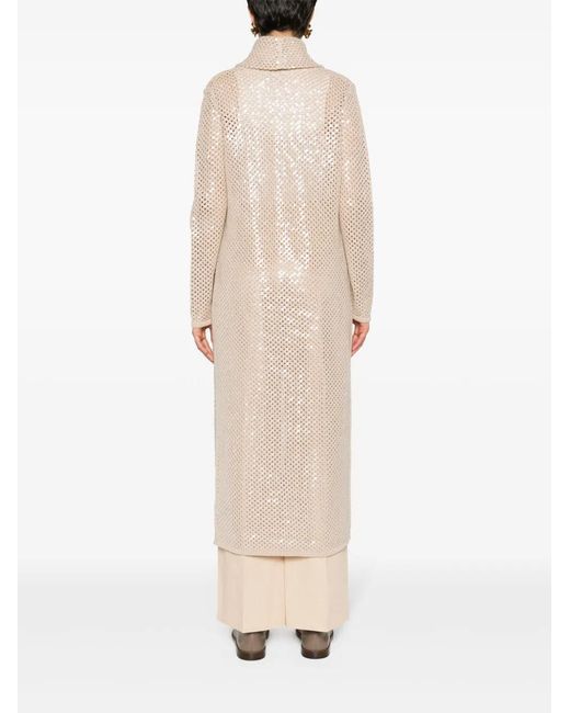 Ralph Lauren Natural Sequinned Cashmere Cardi-Coat