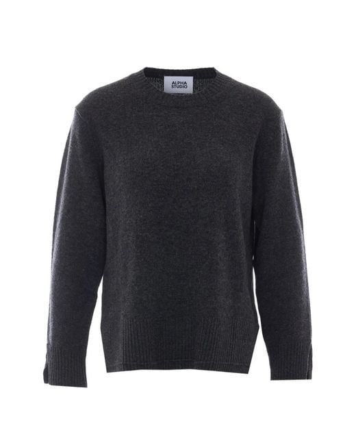 Alpha Studio Blue Crew-Neck Long-Sleeve Sweater