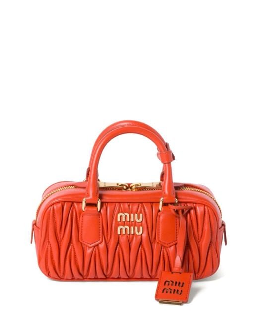 Miu Miu Red Arcadie Matelassé Leather Bag