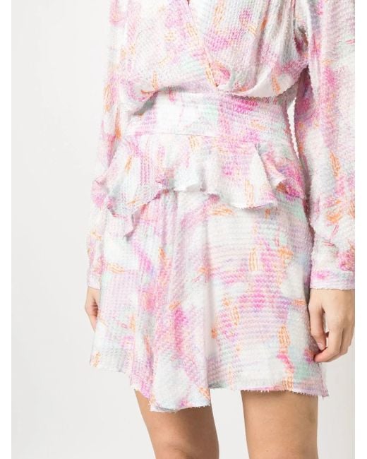 IRO Pink Textured-Finish Floral-Print Dress