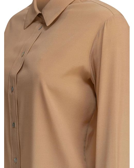 SLEEP NO MORE Brown Button-Down Silk Shirt