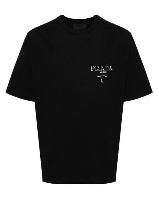 Camiseta con logo Prada de hombre de color Black