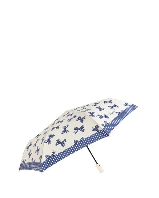 Moschino Blue Bow-Print Folding Umbrella