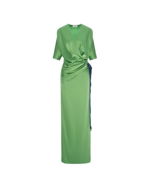 V:PM ATELIER Green Samantha Draped Maxi Dress