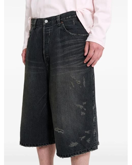 Ssstein Black Distressed-Effect Shorts for men