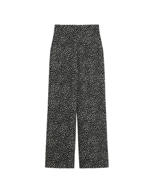 Max Mara Black Wide-Leg Print Trousers