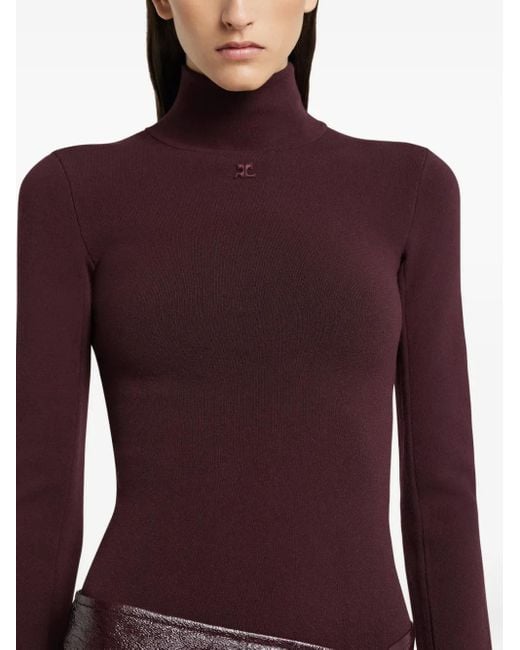 Courreges Purple Mock-Neck Long-Sleeve Sweater