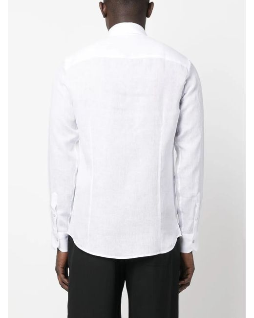 Moorer White Sorrento-Sa Linen Shirt for men
