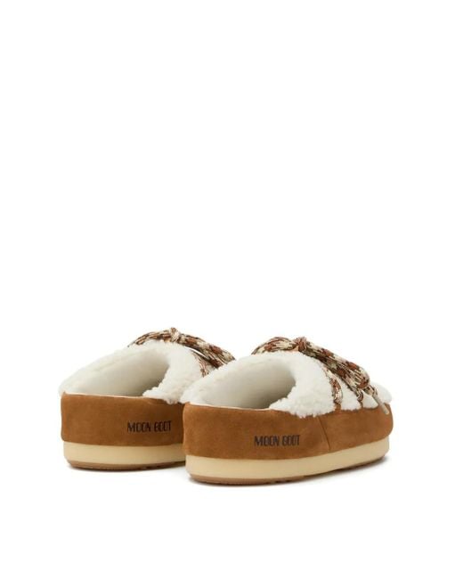 Moon Boot White Evx Shearling Lace-Up Mules