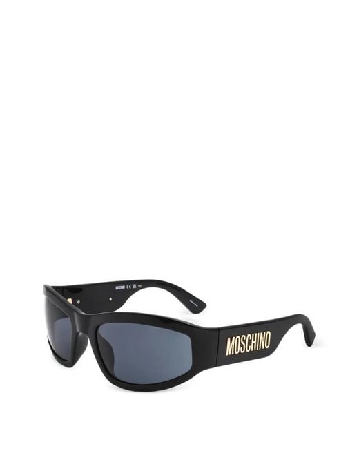 Moschino Black Logo-Plaque Rectangle-Frame Sunglasses for men