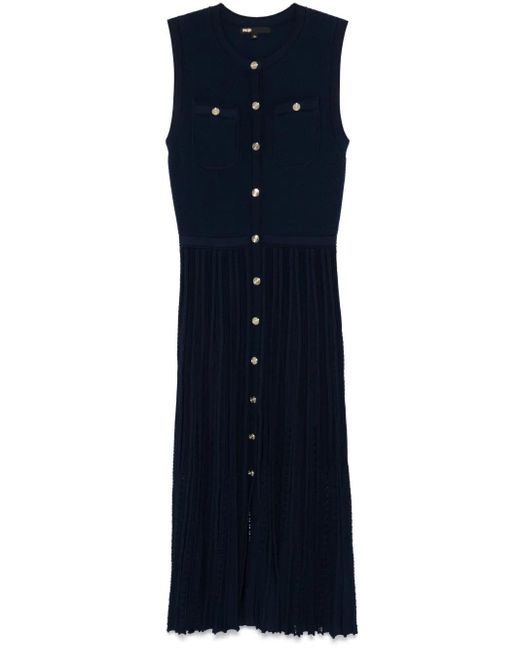 Maje Blue Knitted Midi Dress