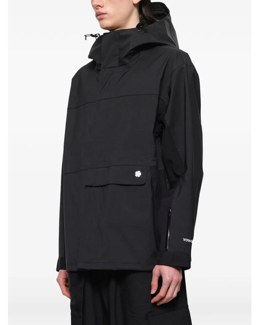 vowels Black Water-Resistant Hooded Shell Jacket for men