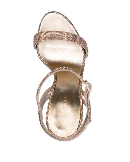 Le Silla White Gwen 120mm Crystal-embellished Sandals